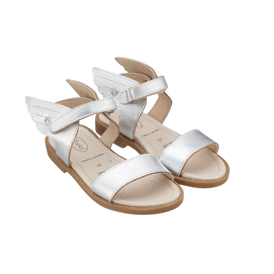 Old Soles 36 Kids Girl Flying Leather Sandals In Silver Big Kids Girls Sz 4 $66